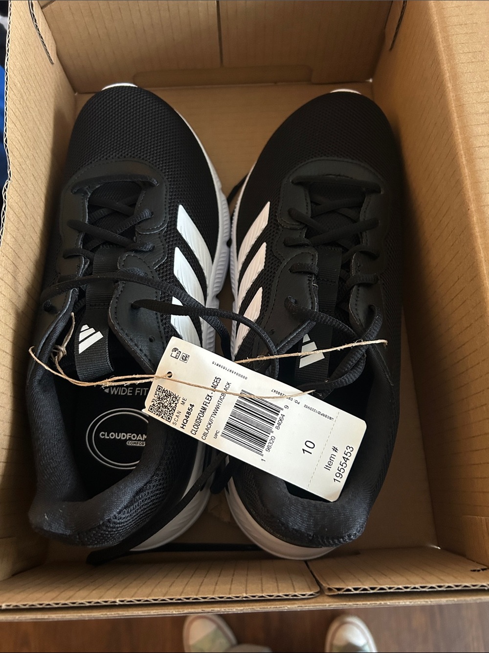 adidas Men's Black Running Shoes with White Three Stripes